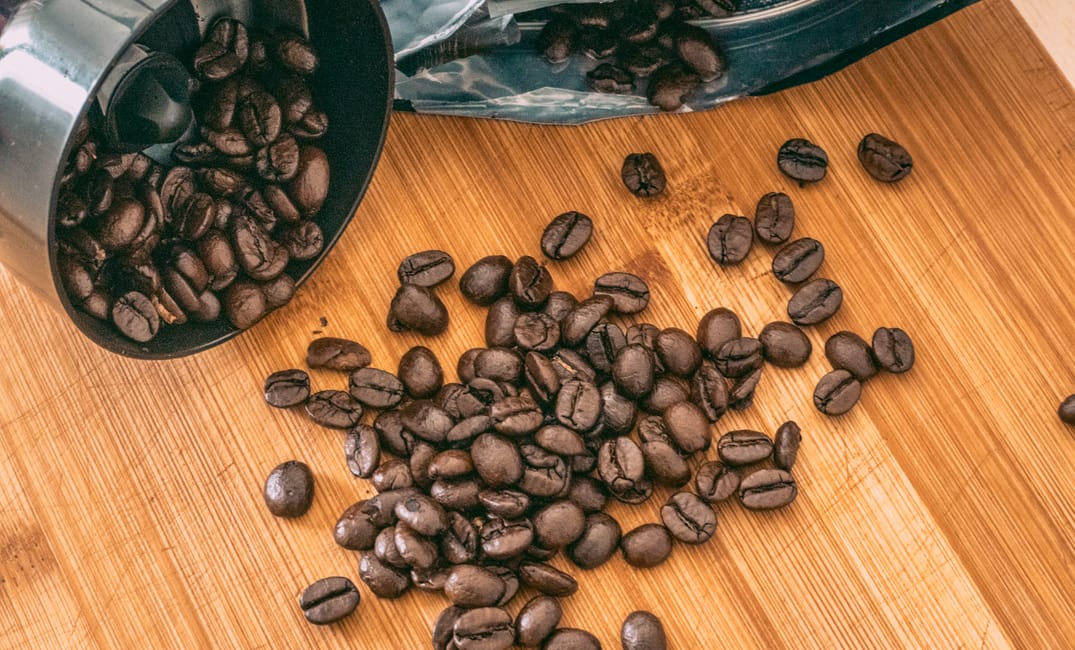 Photo of coffee beans ready for the grind.